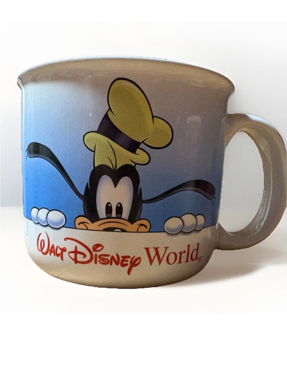 Walt Disney World Goofy Face Oversized Double Sided Coffee Cup Mug Blue White